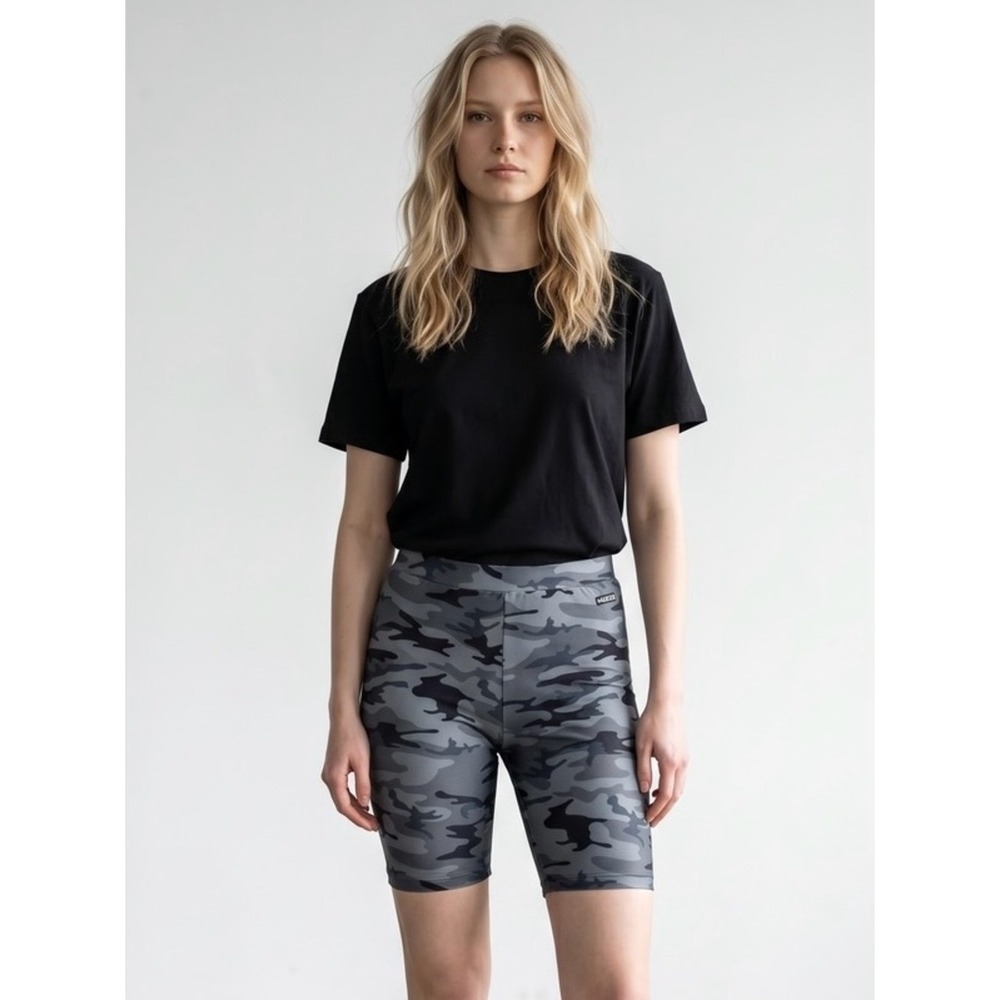 Guess Camouflage Grey and Black Athletic Biker Shorts